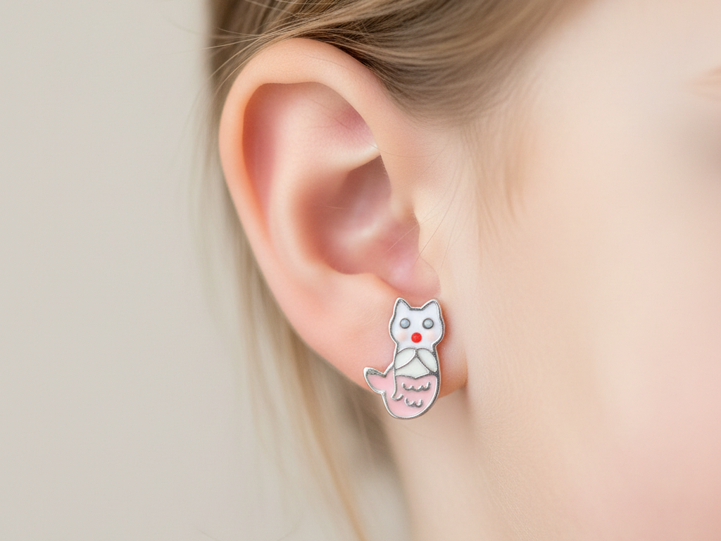 Silver Kids Kitty Earring