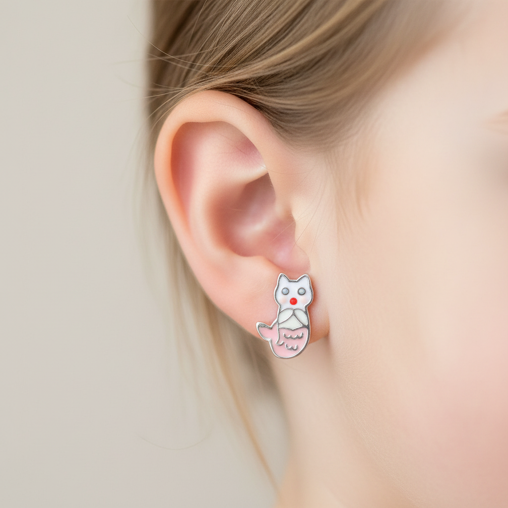 Silver Kids Kitty Earring