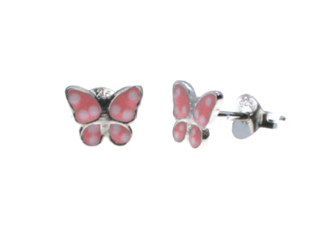 A Silver Kids Pink Butterfly Earring