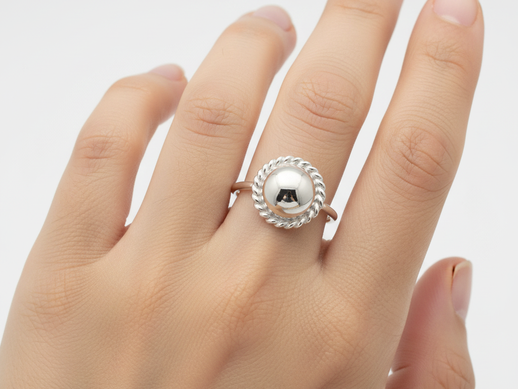 A Silver Ball Design Ring