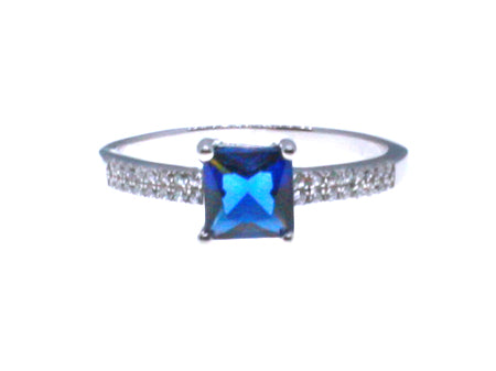 A Sapphire & White Cubic Zirconia Ring