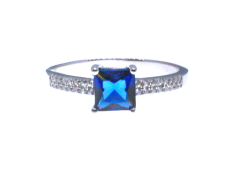 A Sapphire & White Cubic Zirconia Ring