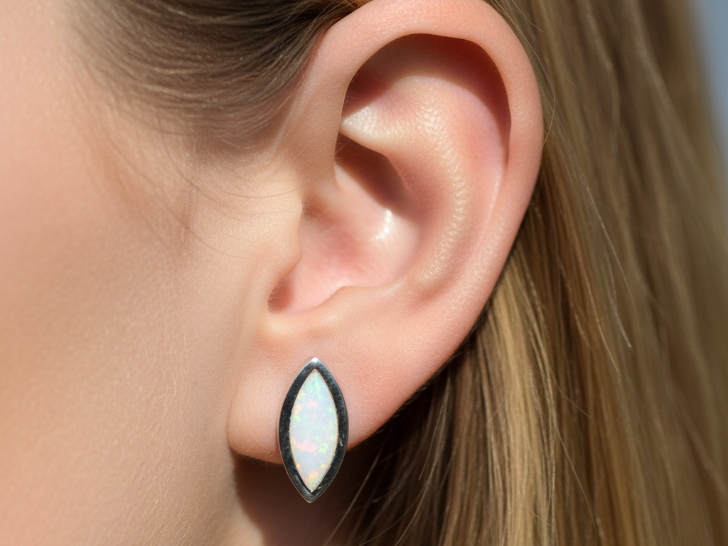 Opal Silver Earring