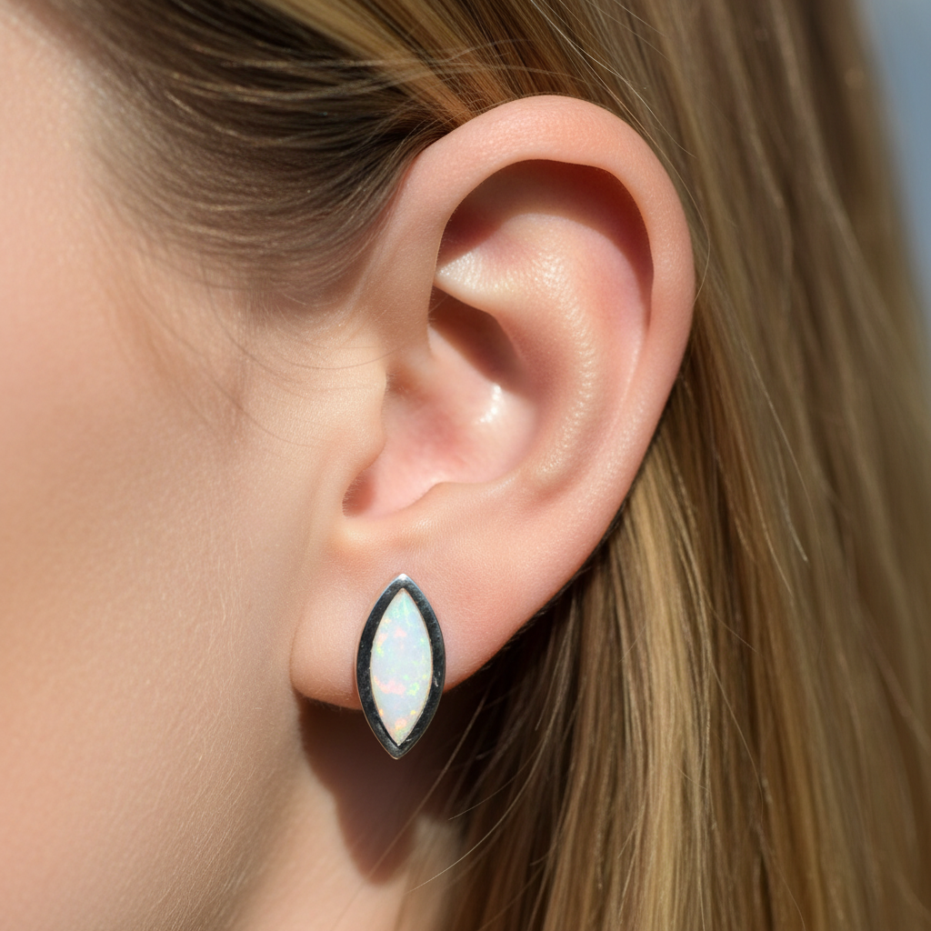 Opal Silver Earring