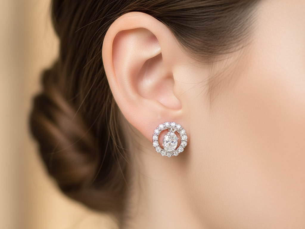 White Cubic Zirconia Earring