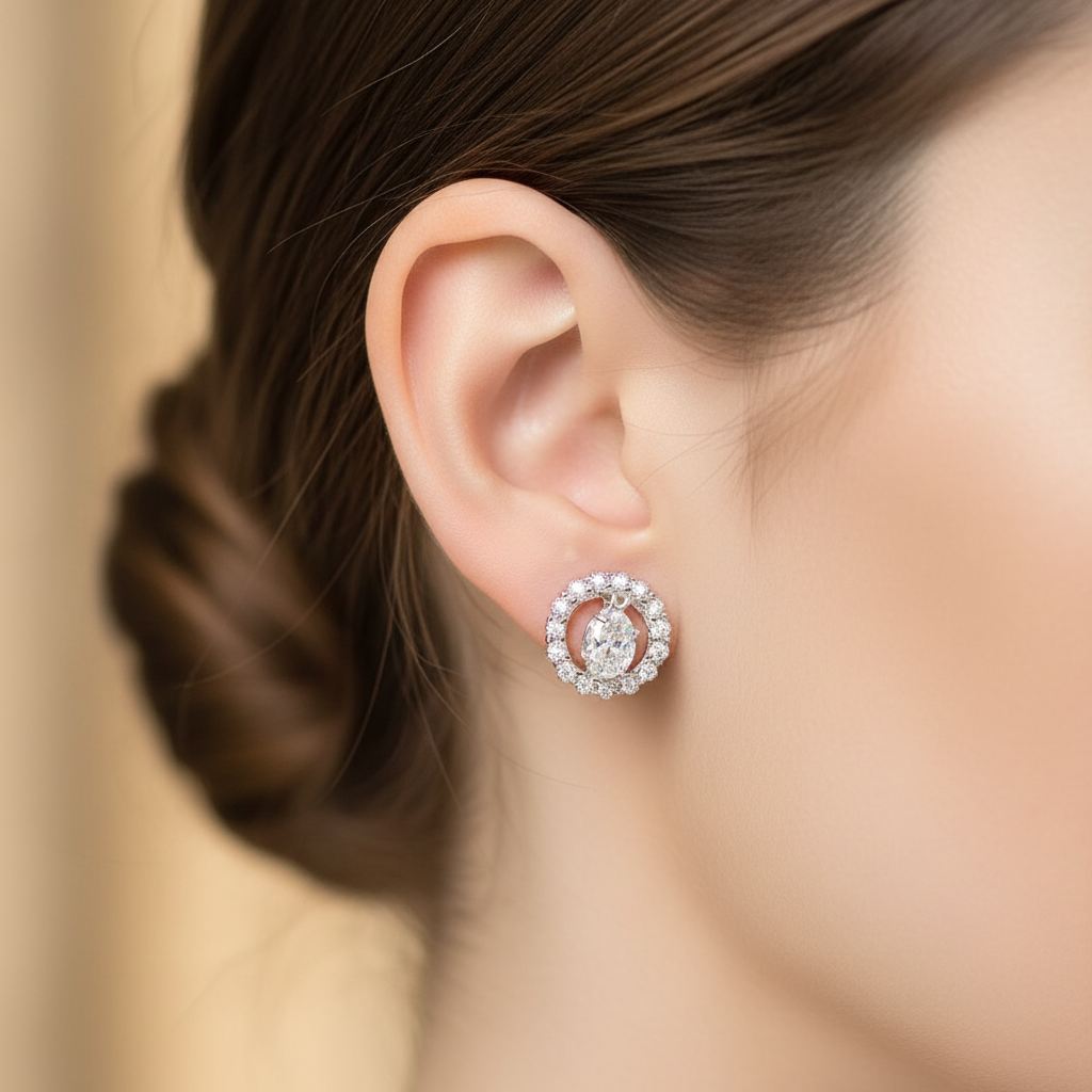 White Cubic Zirconia Earring