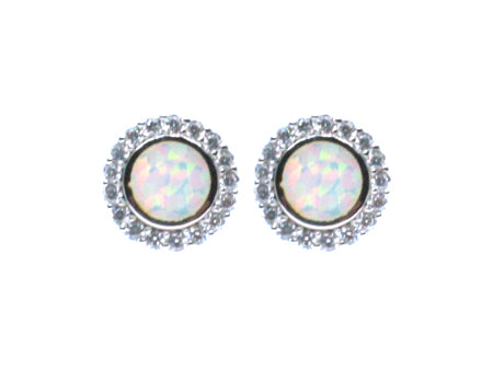 Opal And Cz Silver Earring
