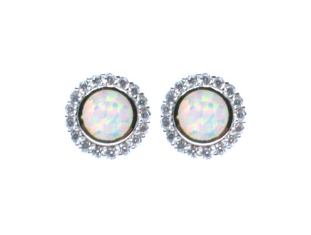 Opal And Cz Silver Earring