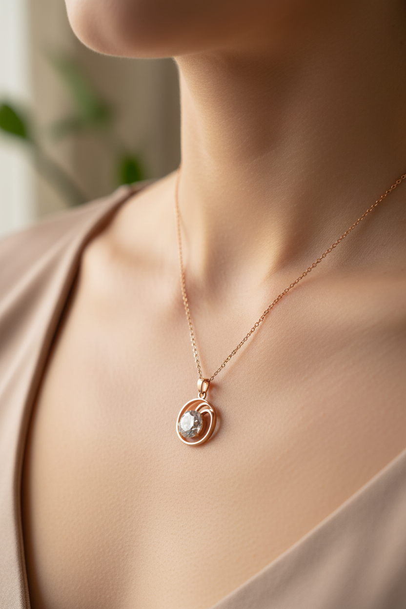 A White With Rose Plated Cubic Zirconia Necklace.