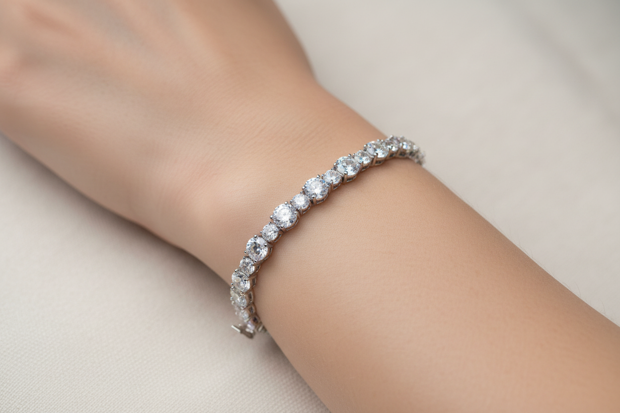 A White Cubic Zirconic Bracelet