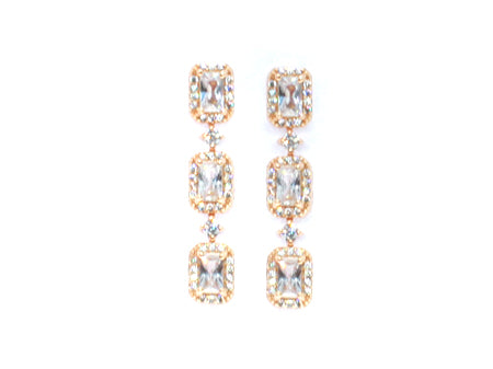 A Silver with Rose Gold Plate And CZ Earring