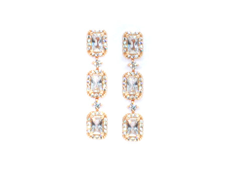 A Silver with Rose Gold Plate And CZ Earring
