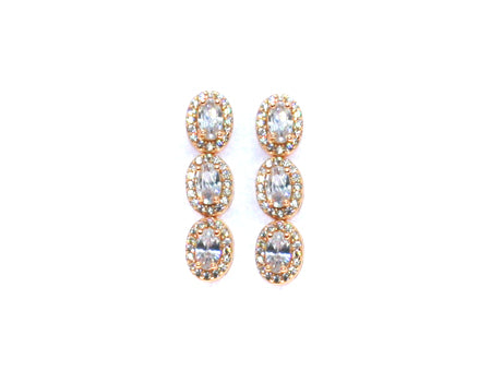 A Silver with Rose Gold Plate And CZ Earring