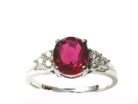 9ct White Gold Ruby And White Cubic Zirconia Ring