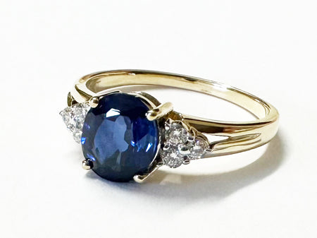9ct Yellow Gold Sapphire And White Cubic Zirconia Ring