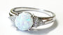 9ct White Gold Opal And White Cubic Zirconia Ring