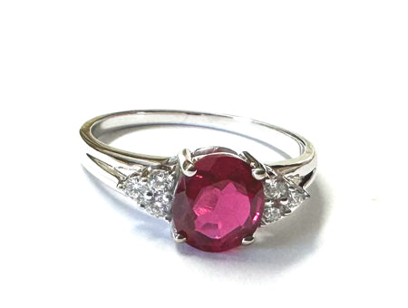 9ct White Gold Ruby And White Cubic Zirconia Ring