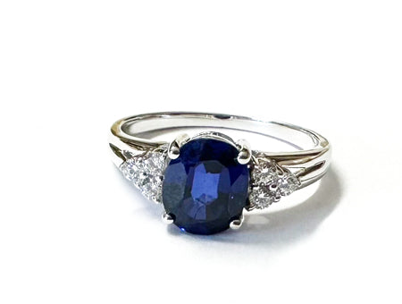 9ct White Gold Sapphire And White Cubic Zirconia Ring