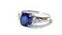 9ct White Gold Sapphire And White Cubic Zirconia Ring