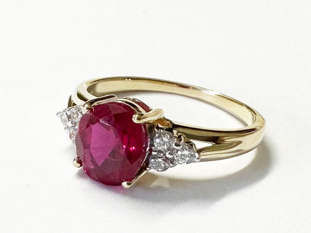 9ct Yellow Gold Ruby And White Cubic Zirconia Ring