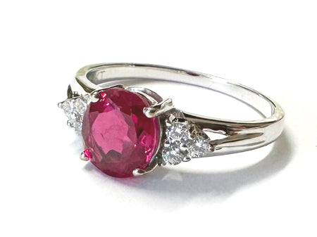 9ct White Gold Ruby And White Cubic Zirconia Ring