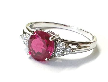 9ct White Gold Ruby And White Cubic Zirconia Ring