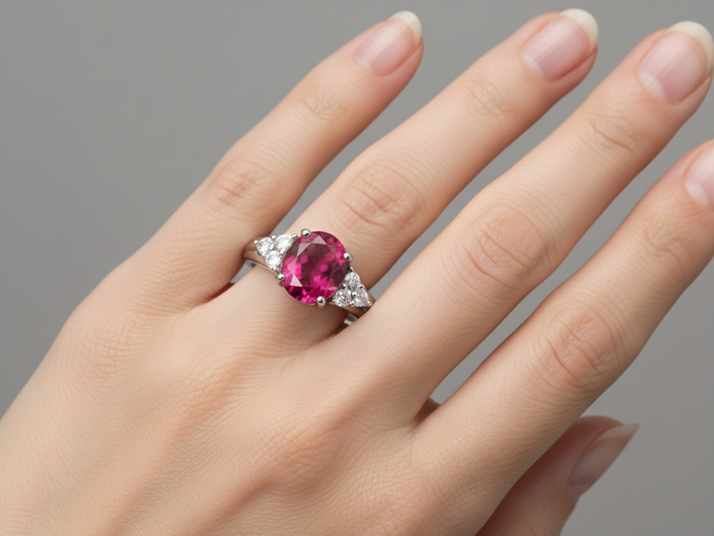 9ct White Gold Ruby And White Cubic Zirconia Ring