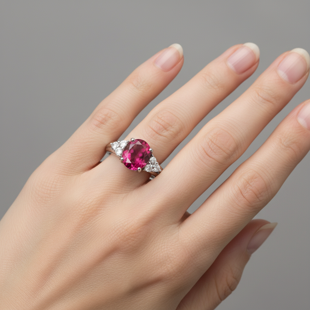 9ct White Gold Ruby And White Cubic Zirconia Ring