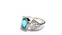Celtic Silver Stone Set Ring with Trinity Knot design on the Shoulders Aqua