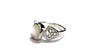 Celtic Silver Stone set Ring with trinity Knot design on the Shoulders Mother Of Pearl