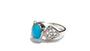 Celtic Silver Stone set Ring with trinity Knot design on the Shoulders Torquoise