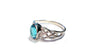 Celtic Silver Stone Set Ring with Trinity Knot Design on the Shoulders Aqua