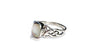 Celtic Silver White MOP Stone Set Ring With Trinity Knot Design on the Shoulders