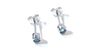 Aquamarine Cz Silver 4mm Round Rubover Set Earring Boxed.