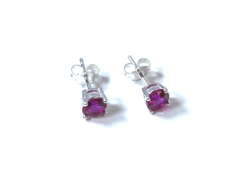 Kids Ruby July Birthstone Cubic Zirconia Silver 5 mm Claw Set Earring.
