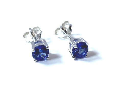 Kids Sapphire September Birthstone Cubic Zirconia Silver 5 mm Claw Set Earring.