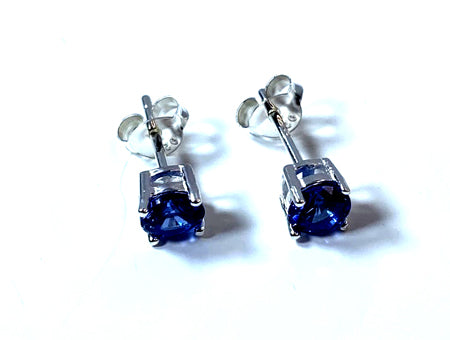 Kids Sapphire September Birthstone Cubic Zirconia Silver 5 mm Claw Set Earring.