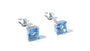 Blue Topaz Cz December Month Birthstone Cubic Zirconia Silver Square 3mm x 3mm Claw Set Earring