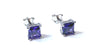 Amethyst February Birthstone Cubic Zirconia Silver Square 3mm x 3mm Claw Set Earring