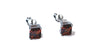 Garnet January Birthstone Cubic Zirconia Silver Square 4mm x 4mm Claw Set Earring