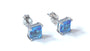 Aquamarine March Birthstone Cubic Zirconia Silver Square 4mm x 4mm Claw Set Earring.