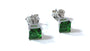 Emerald Cz May Month Birthstone Cubic Zirconia Silver Square 3mm x 3mm Claw Set Earring