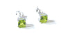 Peridot Cz August Month Birthstone Cubic Zirconia Silver Square 3mm x 3mm Claw Set Earring