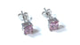 Pink Cz October Month Birthstone Cubic Zirconia Silver Square 4mm x 4mm Claw Set Earring