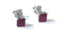 Ruby Cz July Month Birthstone Cubic Zirconia Silver Square 4mm x 4mm Claw Set Earring Boxed.