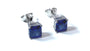 Sapphire Cz September Month Birthstone Cubic Zirconia Silver Square 4mm x 4mm Claw Set Earrin