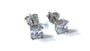 White Cz April Month Birthstone Cubic Zirconia Silver Square 3mm x 3mm Claw Set Earring