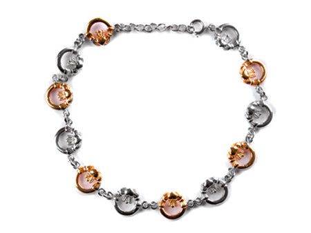 Claddagh 2 tone Silver  Bracelet