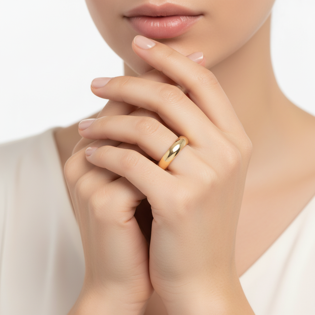 9ct Yellow Gold 4mm D Shape Ring