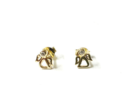 A Kids Angel Yellow Gold Plated Silver Earring